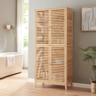 Badezimmerschrank Raurgela 180x80x40 cm Bambus [en. casa]