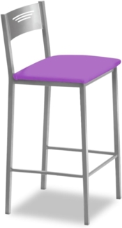 ASTIMESA - Hohe Küchenhocker mit Rückenlehne - Gestell aus Aluminium und Sitzfläche aus Kunstleder - Farbe des Sitzes: Aubergine, Lieferumfang: 1 Stück, Maße: 90 cm (Gesamthöhe)