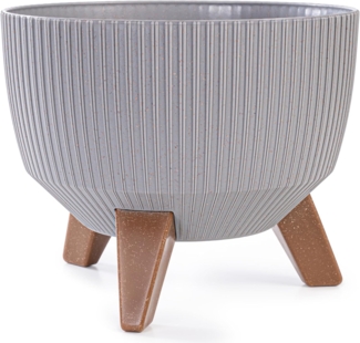 KONZEPT Blumentopf Pflanzschale 24/29cm Blumentopf mit Füßen, mit Wasserabfluss-Einsatz, wetterfest & UV-beständig, Übertopf für Innen & Außen