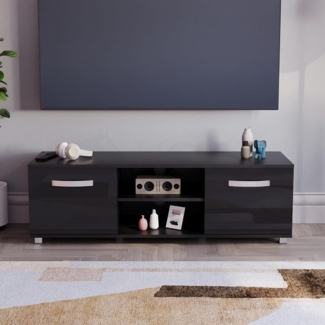 Vida Designs Cosmo TV-Einheit mit 2 Türen, modern, glänzend, matt, MDF, Wohnzimmer, Schrank, Media-Ständer, Möbel, schwarz, 120 cm, 120 cm, Keine LED-Lichter