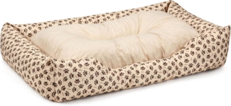 BedDog Hundebett MIMI, Hundesofa aus Cordura, Microfaser-Velours, waschbares Hundebett vier-eckig mit Rand, Hundekissen (XL) ca. 100x85x23cm, MELANGE-DOG (beige/muster)