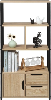 Standregal Bücherregal mit Schrank 58 x 24 x 120 cm eiche hell