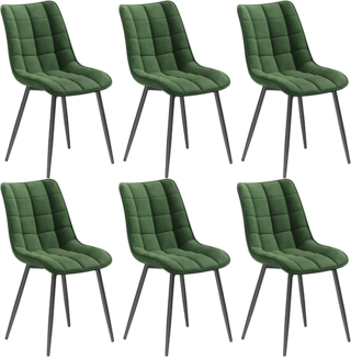 WOLTU 6 x Esszimmerstühle 6er Set Esszimmerstuhl Küchenstuhl Polsterstuhl Design Stuhl mit Rückenlehne, mit Sitzfläche aus Samt, Gestell aus Metall, Dunkelgrün, BH142dgn-6