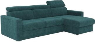 Vente-unique - Ecksofa mit Matratze - Ecke wechselbar - Chenillestoff - Entenblau - Liegefläche mit Lattenrost mit breiten Latten 160 cm - Matratze 18 cm - VIZIR