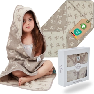 SEI Design Kapuzenhandtuch Kapuzentuch 80x80 Babyhandtuch mit Kapuze, Frottee (Liebevoll verpackt in einem hochwertigen Geschenkkarton – ideal zum Verschenken), 100% Organic Bio Baumwolle, Ideal als Badeponcho und Kuscheldecke