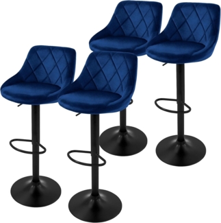 ML-DESIGN Barhocker Gepolsterter Barstuhl mit Rückenlehne und Fußstütze, 360° drehbar (4 St), Drestuhl höhenverstellbar 62-82 cm, Blau, Bezug aus Samt