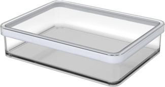 Rotho Loft rechteckige Vorratsdose 1l mit Deckel und Dichtung, Kunststoff (SAN) BPA-frei, transparent/weiss, 1l (20.0 x 15.0 x 4.8 cm)