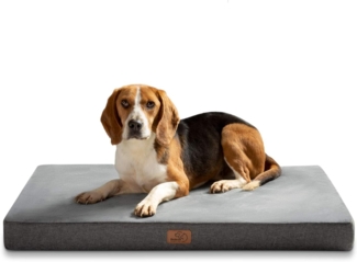 BEDSURE orthopädisches Hundekissen große Hunde - 89 x 56 x 8 cm waschbares Hundebett mit 2 in 1 Memoryschaum, kuscheliges Hundematte Hundematratze in größe, dunkelgrau