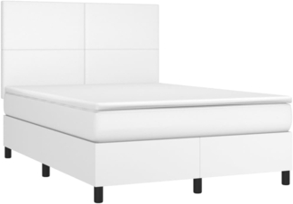 vidaXL Polsterbett mit Matratze & LED Weiß 140x200 cm Kunstleder