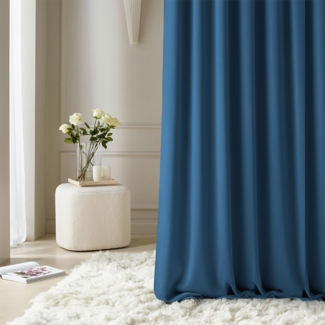 ROOM99 Vorhang mit Kräuselband Aura 140x260 cm Breite x Höhe Schiebegardinen Deko Modern Curtain Gardine Wohnzimmer Schlafzimmer Dunkelblau, 1 Stück