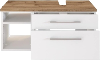 Waschbeckenunterschrank 'Davos', Weiß-Wotan Eiche