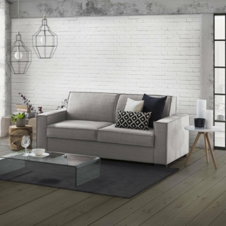 Talamo Italia Francesca 2-Sitzer-Sofa, Wohnzimmersofa, Made in Italy, aus gepolstertem Stoff, mit schmalen Armlehnen, Cm: 160x95h90, Farbe Grau