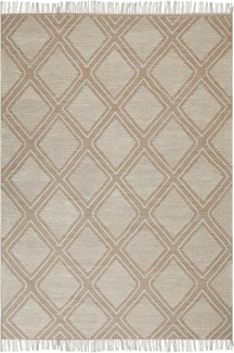 Teppich Baumwolle beige weiß 160 x 230 cm Kurzflor KACEM
