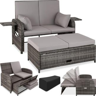 tectake Loungeset Rattan Sofa, (Set, 2-tlg), mit Aluminiumgestell