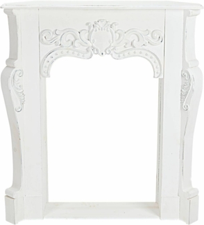 Mirabeau Kaminumbauschrank romantische Kaminkonsole Emporia aus Tannenholz mit Ornamenten weiß (handgefertigt, detailreiches Design, inkl. Ornamentverzierung) Kaminrahmen, Eckkonstruktion, B 82cm, H 97cm, T 21cm