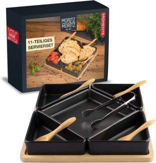 Moritz & Moritz Servierschale Schalen Set, Schiefer, Holz, (Set, 11-tlg)