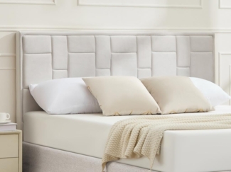 Vente-unique - Bettkopfteil - 160 cm - Samt - Beige - HERMINE