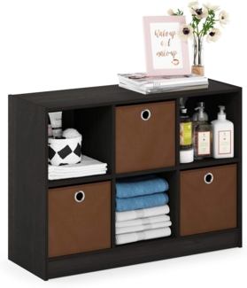 Furinno Basic Bücherregal mit 6 Fächern und 3 Einschüben, eiche, Espresso/Braun, 30. 23x30. 23x59. 94 cm