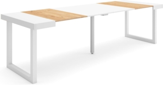 Skraut Home | Ausziehbarertisch | Multifunktionaler ausziehbarer | 260 | Für 12 Gäste | Massivholz Beine | Moderner Stil | Eiche und weiß