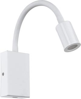 Eglo 96566 Wandleuchte TAZZOLI LED 3,8W H:30cm L: 6,5cm in weiß mit Wippschalter inkl. USB-Anschluss