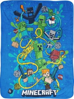 Wohndecke Minecraft Decke Slurp 150x200 cm Kuscheldecke Wohndecke, BERONAGE, passend zur Bettwäsche, ideal für Sofa, Couch, Bett, Auto, Camping