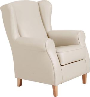 Ohrensessel Karlen Bezug Kunstleder Buche natur / beige 22081