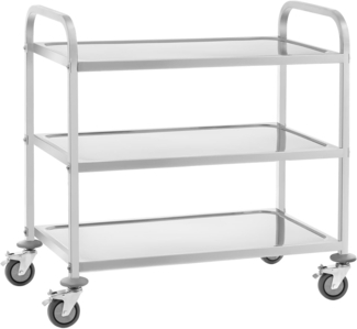 Royal Catering Servierwagen 3 Borde Edelstahl Teewagen Küchenwagen 4 Räder 2 Bremsen Waagen
