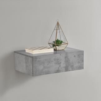 Wandregal Oslo mit Schublade 46x30x15cm Beton-Optik [en. casa]