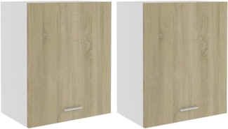 vidaXL 2X Hängeschrank 2 Regalböden Küchenschrank Küche Schrank Einbauküche Küchenzeile Küchenmöbel Oberschrank Sonoma-Eiche 50 x 31 x 60 cm Holzwerkstoff