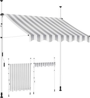 KESSER® Klemmmarkise mit Handkurbel Balkon, Balkonmarkise ohne Bohren, UV-beständig höhenverstellbar wasserabweisend , Sonnenschutz, Terrassenüberdachung , einfache Montage 400cm, Weiß-Grau