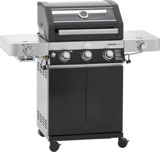 RÖSLE Gasgrill BBQ-Station VIDERO G3-S Schwarz Primezone , Seitenbrenner