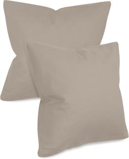 npluseins unifarbene Kissenbezüge im Doppelpack und dezentem Design 1154. 1498, ca. 50 x 50 cm, beige