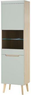 Vitrine Isgard in Pistazie und Eiche 53 x 197 cm
