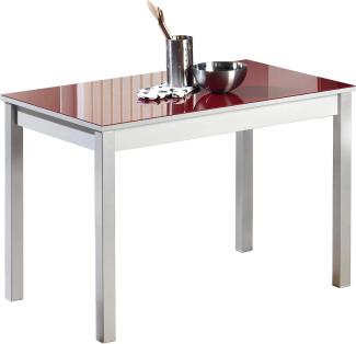 ASTIMESA Fester Tisch kuechentisch, Metall Glas Holz, rot, 110x70 cm