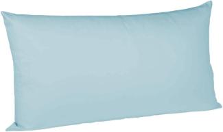 2 Stück Fleuresse Mako-Satin Kissenbezüge 40x80 cm uni mit RV DP 6058 eisblau