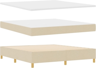 vidaXL Boxspringbett mit Matratze Creme 180x200 cm Stoff 3341915