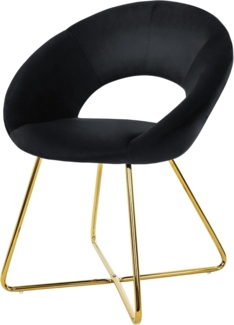 ML-DESIGN Stuhl Samtstuhl Esszimmerstuhl & Wohnzimmerstuhl mit goldenen Metallbeinen (1 St), Design Lounge Polsterstuhl 2er Set Clubsessel Esstisch Samt Schwarz