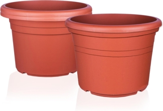 BigDean 3x Blumentopf Ø 25 cm Farbe Terrakotta Kunststoff Pflanztopf Containertopf Übertopf Pflanzkübel rund 25x18 cm
