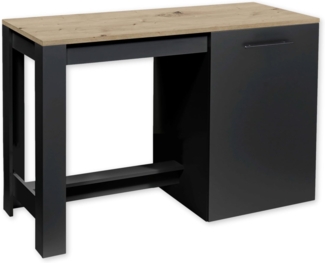 Stella Trading ADON Moderne Kücheninsel freistehend in Schwarz matt, Artisan Eiche Optik - Geräumige Kochinsel mit Arbeitsplatte - 138 x 91 x 56 cm (B/H/T)