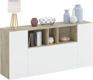 Habitdesign Loire Sideboard, Holzwerkstoff, Eiche Alaska und Weiß Artik, Unico