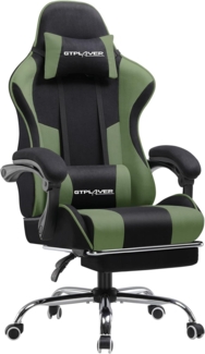 GTPLAYER Bürostuhl Gaming Stuhl Stoff Gaming Sessel Ergonomischer Gamer Stuhl mit Fußstütze, Kopfstütze Lendenkissen, Gepolstert Gaming Chair, Drehsessel