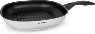 KLAMER Grillpfanne 28cm, antihaftbeschichtete Induktions-Pfannne, 28cm Viereckpfanne, St…, Spülmaschinenfest, für alle Herdarten