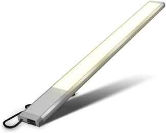B.K.Licht LED Unterbauleuchte Küche 575mm 10W 1100lm moderne Lichtleiste Bad flach 13mm - BKL1468, LED fest integriert, 3000K - Warmweiß, Unterbaulampe Küchenlampe Werkstattlampe Regal An/Aus Schalter silber