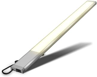 B.K.Licht LED Unterbauleuchte Küche 575mm 10W 1100lm moderne Lichtleiste Bad flach 13mm - BKL1468, LED fest integriert, 3000K - Warmweiß, Unterbaulampe Küchenlampe Werkstattlampe Regal An/Aus Schalter silber