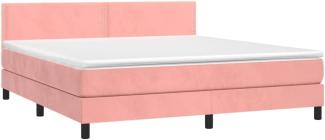 vidaXL Boxspringbett mit Matratze & LED Rosa 180x200 cm Samt 3134362