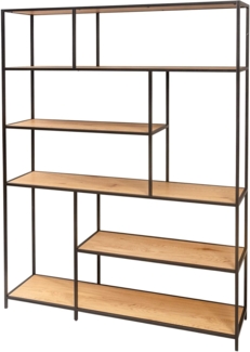 riess-ambiente Bücherregal SLIM LINE 185x135cm natur / schwarz, Einzelartikel 1-tlg, Wohnzimmer · Holzwerkstoff · Metall · mit Ablage · Industrial