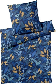 elegante Mako-Satin Bettwäsche Phantasy nachtblau-camel | 155x220 cm + 80x80 cm