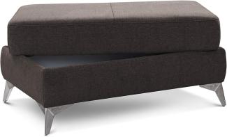 Cavadore Polsterhocker Pavia / Beistellhocker, Fußbank, Hocker mit Stauraum / 100 x 47 x 66 cm / Chenille: Braun