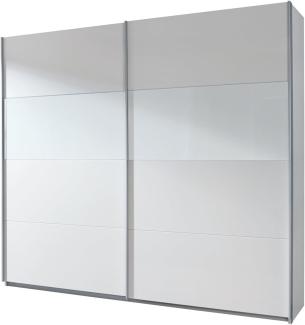 Rauch Schwebetürenschrank Weiß Alpin 2türig, Absetzung Glas Weiß, BxHxT 136 x 210 x 62 cm