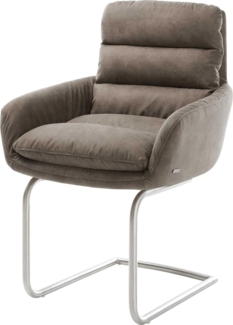 Freischwinger Abelia-Flex mit Armlehnen Mikrofaser Taupe Vintage Freischwinger rund Edelstahl